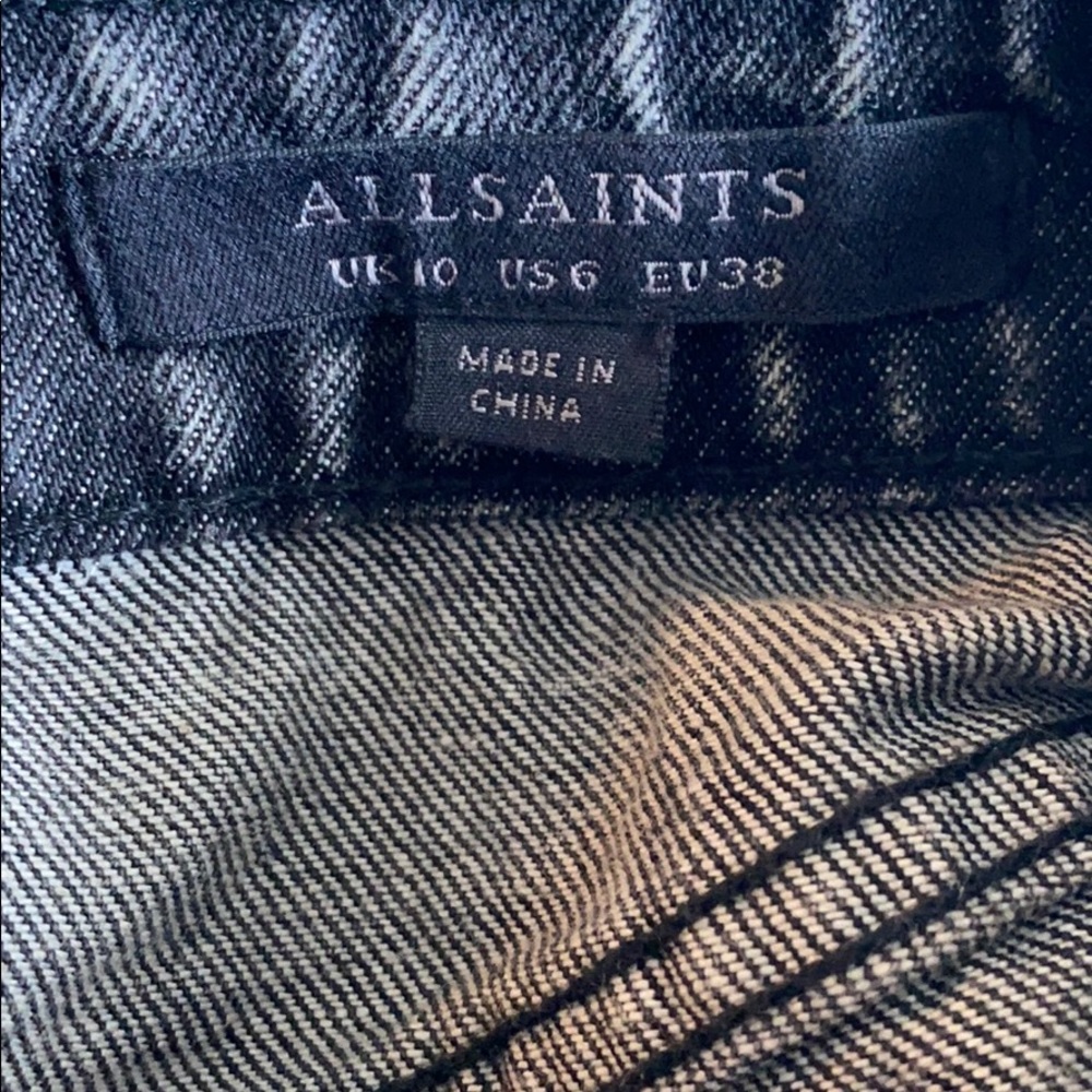 All Saints Bird Embroidered Grey Denim Skirt - Picture 6 of 6